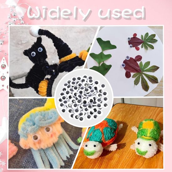 Ogen, 20 mm, zelfklevend, groot, zwart en wit, knutselogen, zelfklevend voor doe-het-zelf handwerk, knutselprojecten, decoratie, poppen, scrapbooking - voor en volwassenen — afbeelding 4