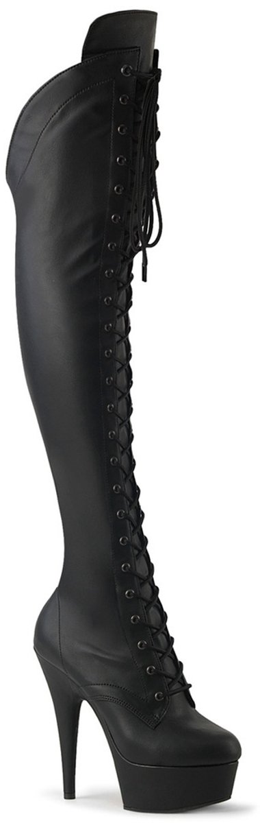 Pleaser - DELIGHT3014 Plateau overknee Laarzen - US 8 - 38 Shoes - Zwart