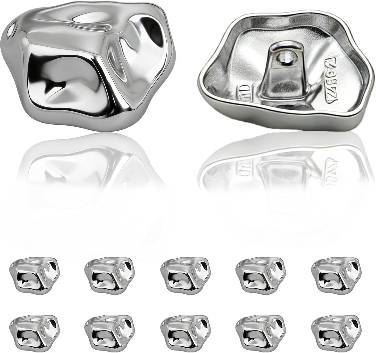 12 stuks zilveren onregelmatige metalen knoppen 23mm kiezelvormige knop