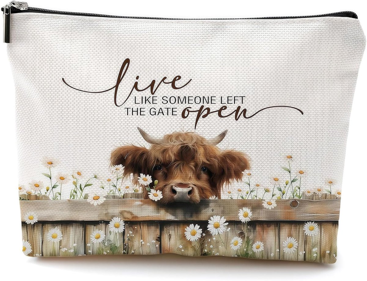 Make-uptasje Klein, Makeup Bag Cosmetic Bag Met Highland Cow Motief Voor Vrouwen Reizen Makeup Organizer