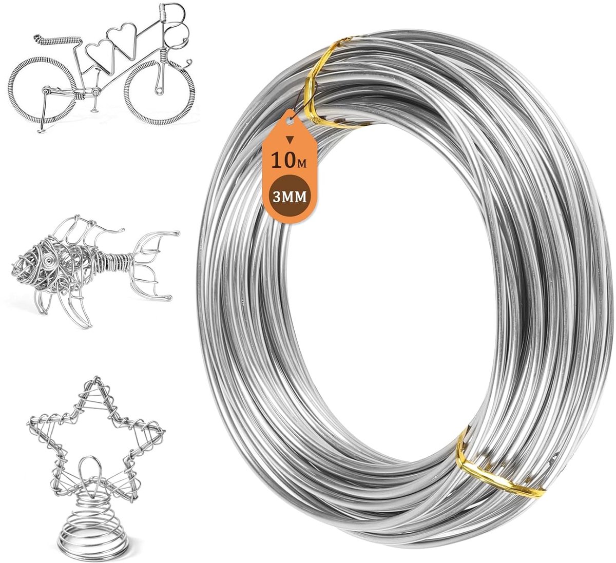 Roestvrij staal Ø 3,0 mm roestvrij veerdraad lengte 10 m zacht staaldraad zilver knutseldraad 316 roestvrij staaldraad, binddraad voor doe-het-zelf knutselen, tuinbekabeling, sieraden