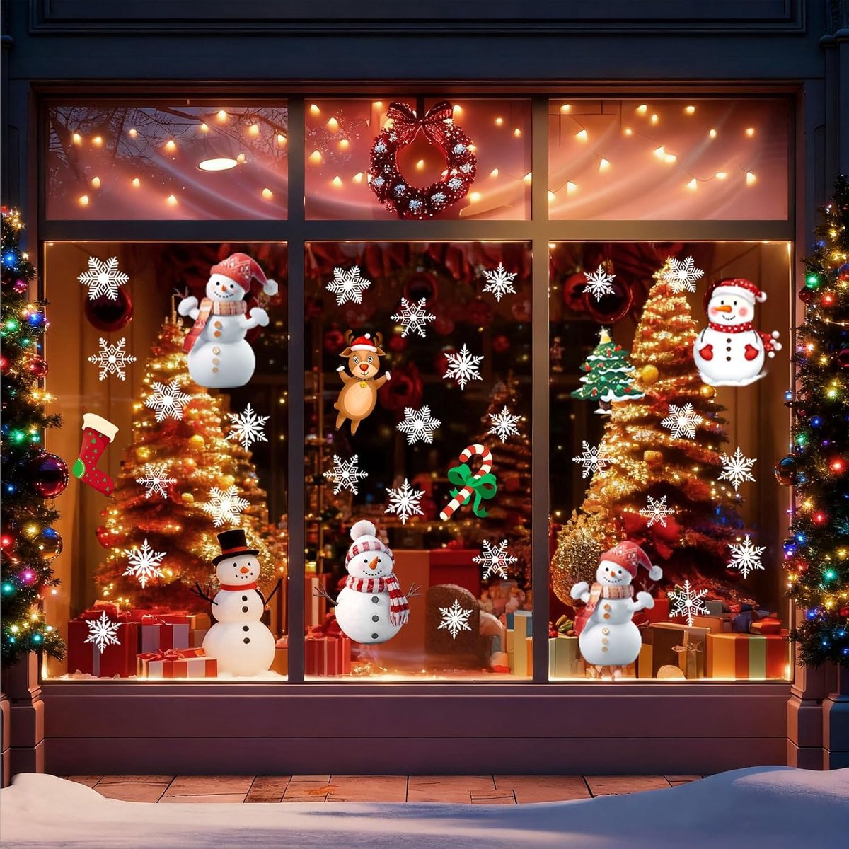 Raamstickers – Winterse statische stickers voor glas, kerstdecoratie zonder lijm, feestdagen decor voor thuis