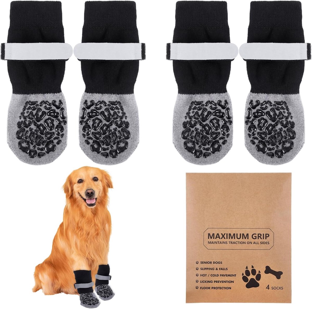 2 Paar hondensekken, hondensekken anti-slip, hondenschoenen zomer, pootbescherming hond, hondenschoenen sokken, honden sokken voor binnen en buiten, bescherming tegen krassen op hardhouten