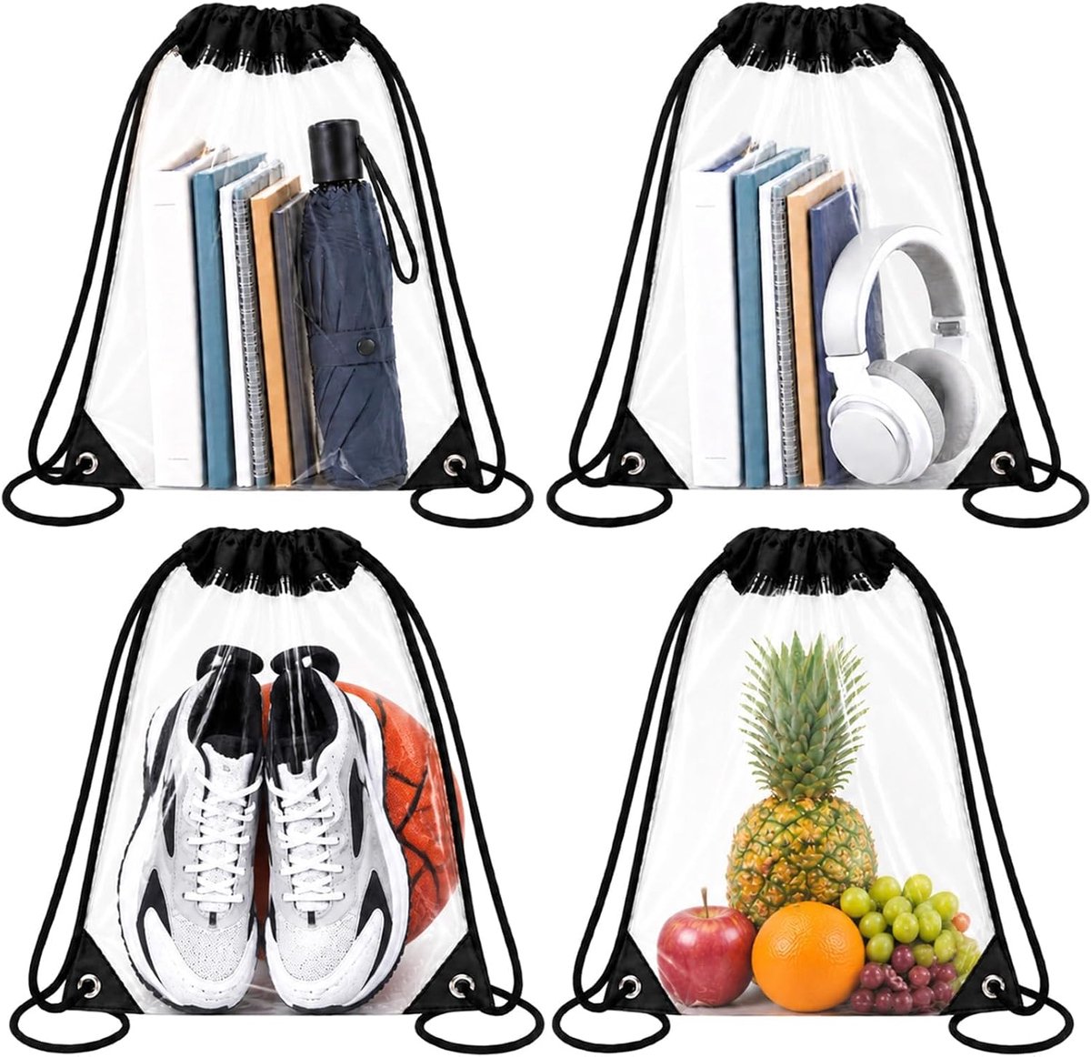 4-delige set transparante festivaltassen Waterdichte PVC