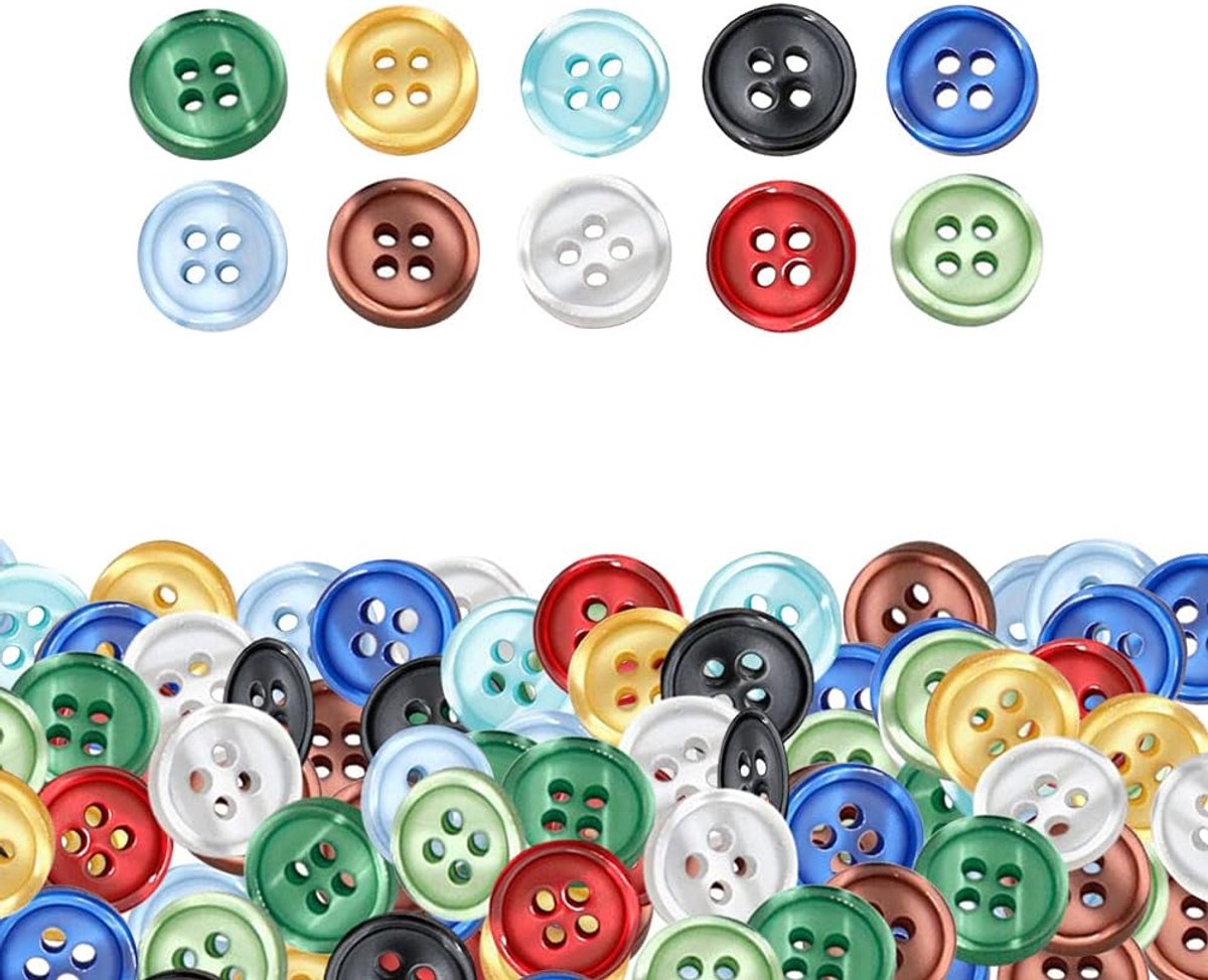 Knopen, 250 stuks, knopen, knopen, ronde kleding, knopen, kleurrijke knopen, kunsthars, knopen, naaien, voor naaien en breien, knutselen, ornament handgemaakt