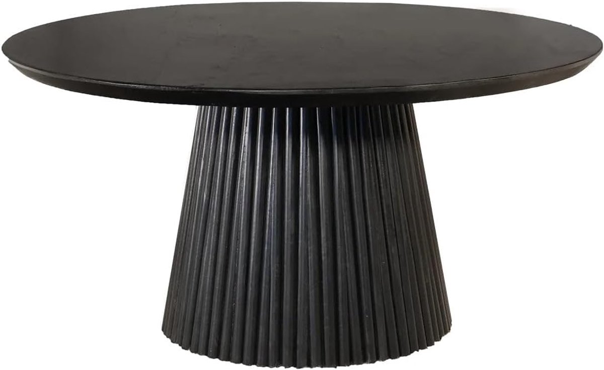 Japandi rond zwart mangohout 80cm Kimi bijzettafel Japanse stijl
