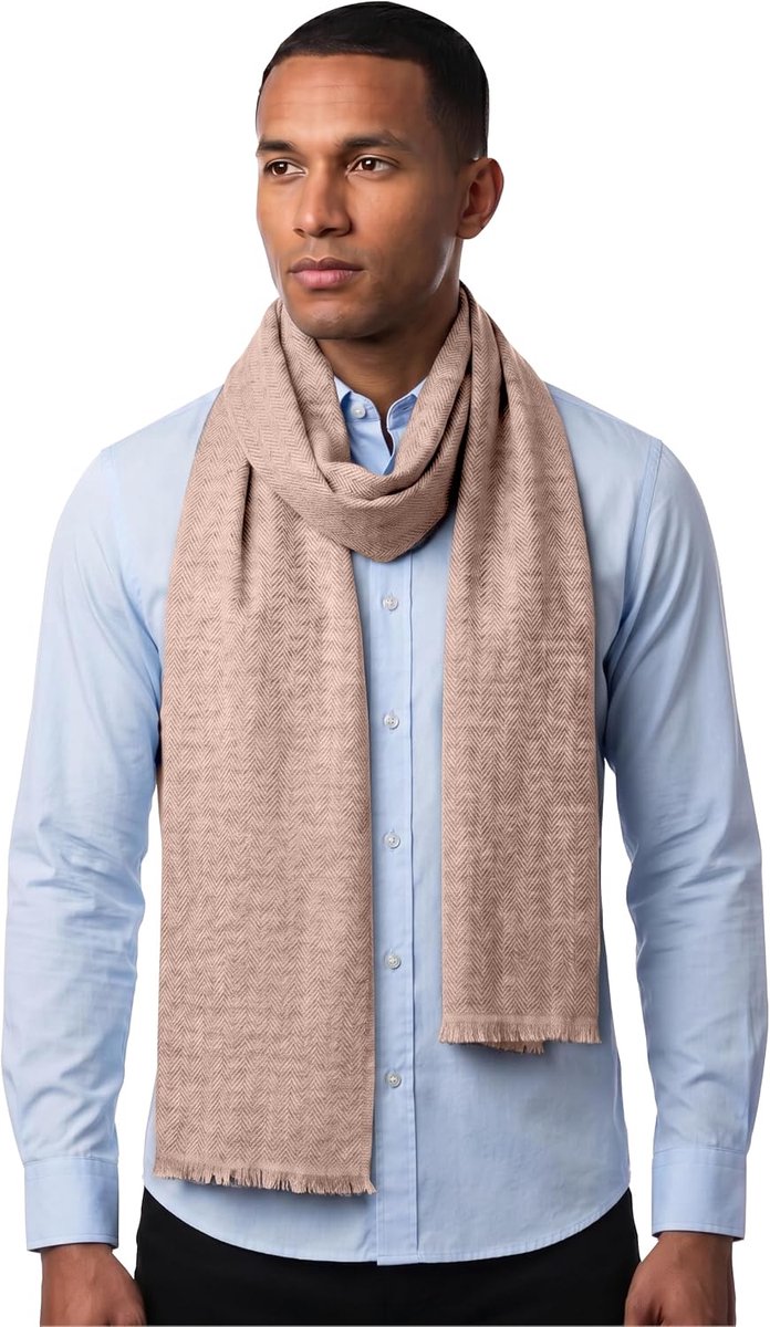 Kasjmier doek visgraatpatroon, bruin, visgraatpatroon, Eén Maat