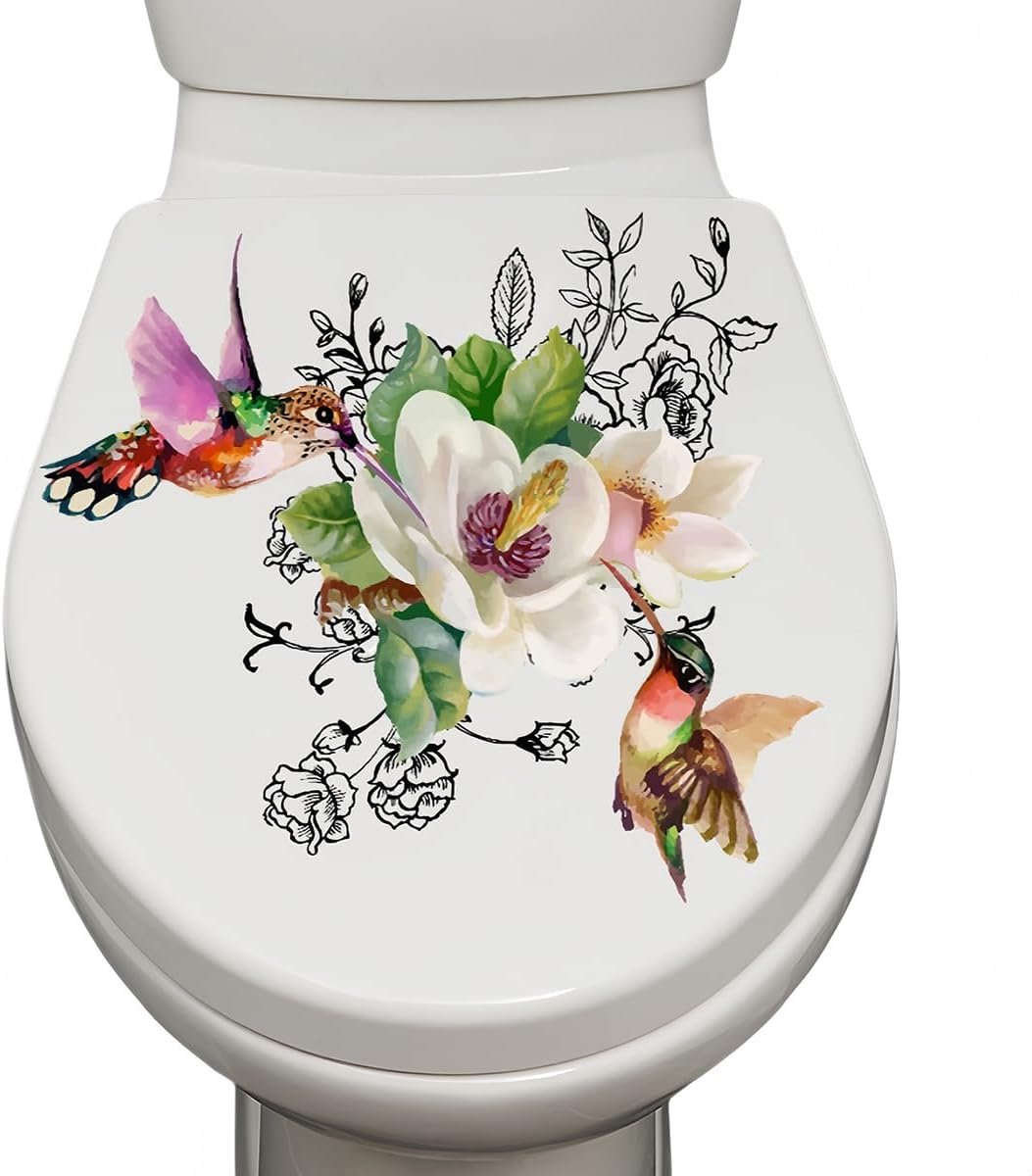 Toiletbrilstickers, bloemenpatroon, toiletbrilstickers, gepersonaliseerde decoraties, decoratieve stickers