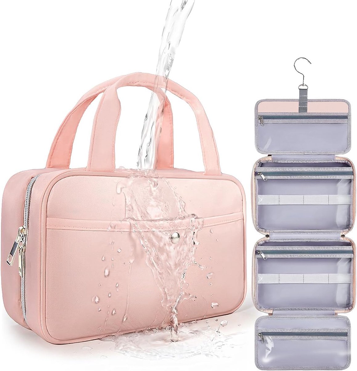 SnelShoppen - Waterproof Cosmetic Bag Roze M - Make-up Organizer, Waterdicht, Reistas voor Dagelijks Gebruik, Perfect voor Feest, Vakantie, Sport en R