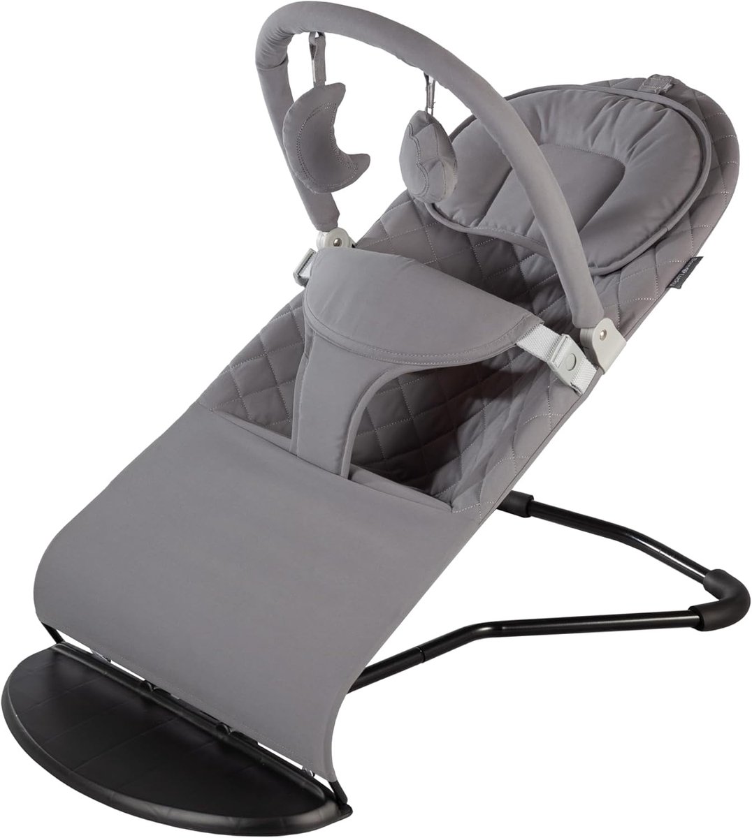 SnelShoppen - Wipstoel Baby 0-9 kg - Draagbare Velvet Schommelstoel Grijs - Ergonomische Baby Wipstoel - 49x42x12 cm - Geen Montage Vereist
