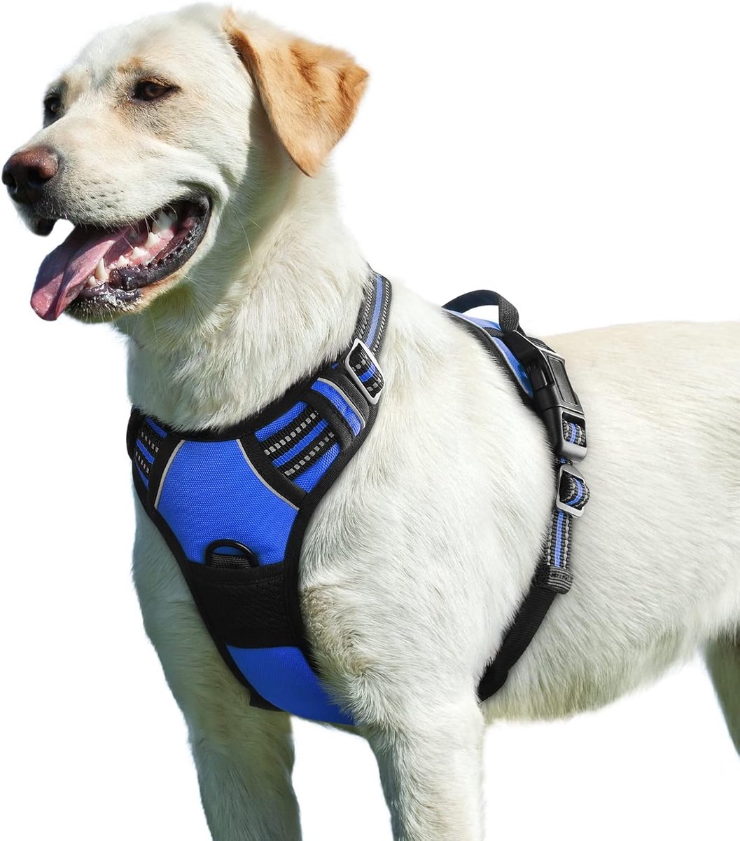 SnelShoppen - Hondenharnas Geen Trek, Verstelbaar Harnas voor Grote Honden met Reflecterende Strepen, Zacht Ademend Materiaal, Anti-Trek Harnas voor W