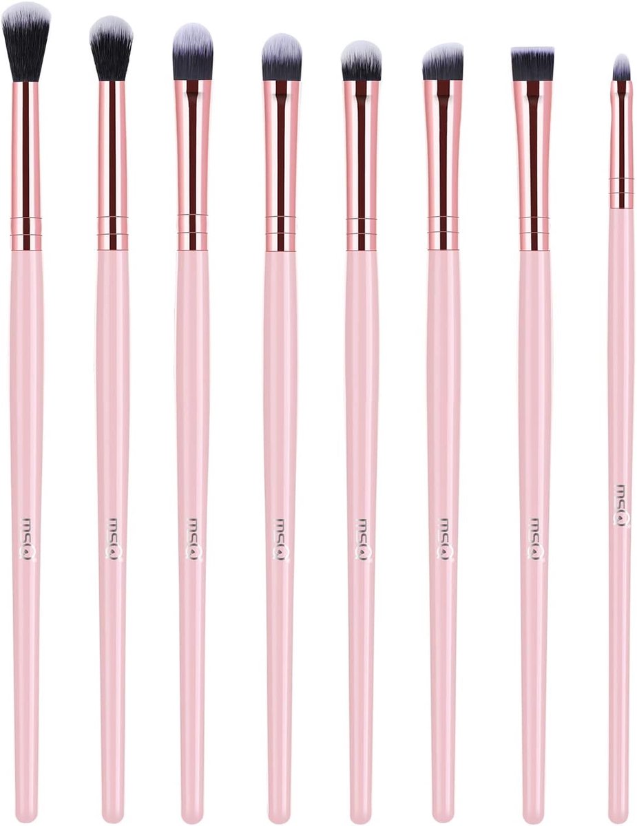SnelShoppen - MSQ 8-delige Oogschaduw Makeup Borstelset - Premium Synthetic Fiber - Perfect voor Oogmake-up, Blenden, Eyeliner en Wenkbrauwen - Ideaal
