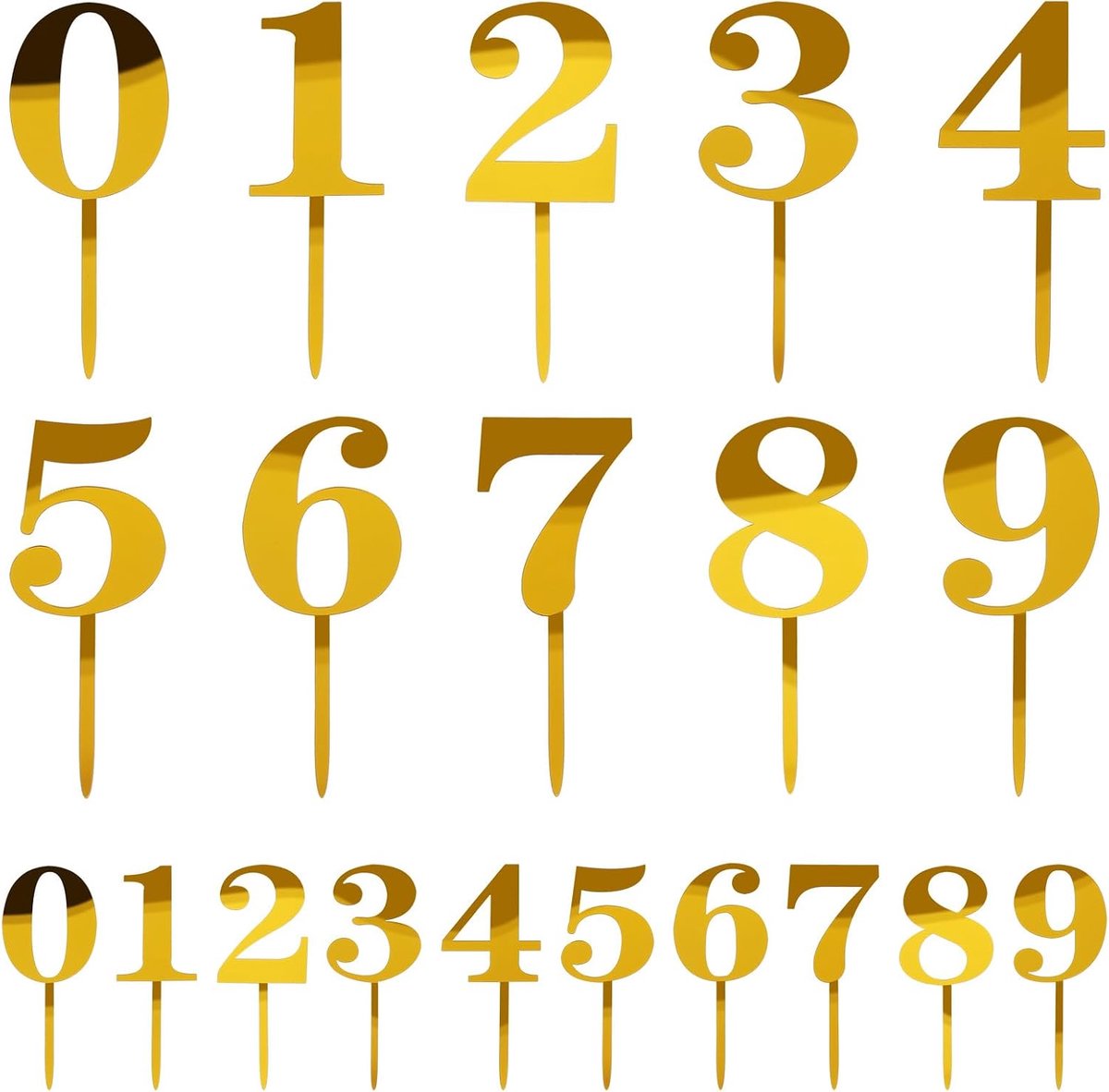 Cakestoppers cijfers 0-9 - acryl goud - herbruikbaar - voor verjaardagen - ShopVlot
