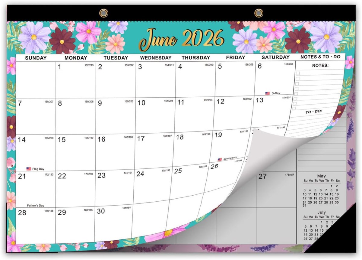 SnelShoppen - Kleurrijke Wandkalender 19 Maanden (juni 2026 - december 2027) Afscheurbare Maandkalender met Plannerstickers voor Kantoor en Gezin, 43
