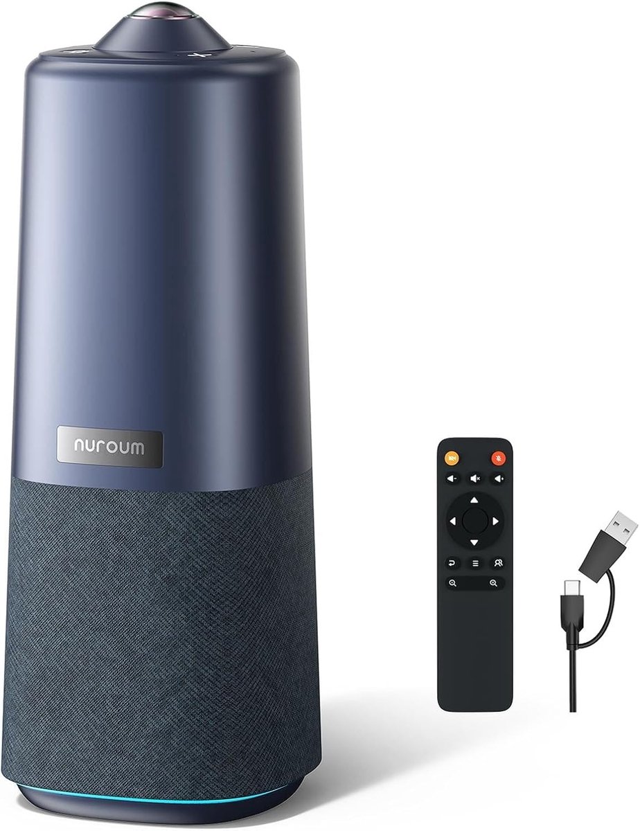 SnelShoppen - 360° Videoconferentie Webcam met Luidspreker en Microfoon, AI Videomodi, Ruisonderdrukking, Full Duplex voor Zoom/Teams/GoogleMeet