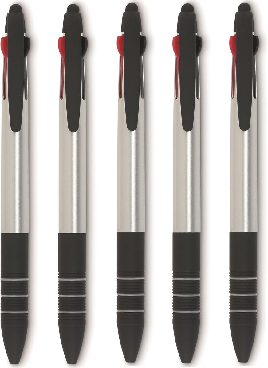 Balpen set van 10 - drie kleuren - modern zilver-zwart - ideaal voor school en kantoor - ShopVlot