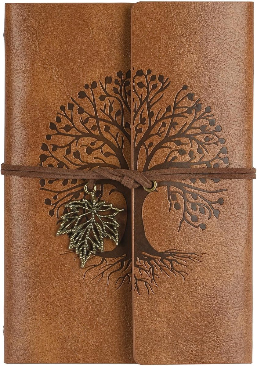 SnelShoppen - PU Leather Notebook A6 - Refillable Vintage Leather Travel Diary - Lined Journal met Ringbinder - Retro Dagboek voor Ontwerpen, Schetsen