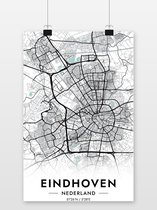 Affiche Eindhoven Blauw | Carte et plan d'Eindhoven | Carte Eindhoven | Affiche de la ville | 51x71cm | Affiche B2 | Décoration murale | Affiche murale | Convient pour l'encadrement