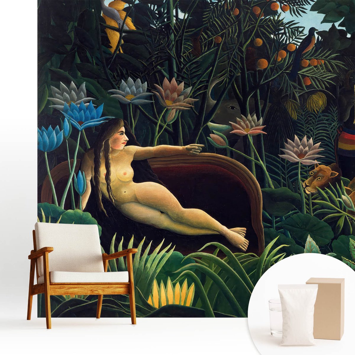 Wallfluent Fotobehang - Groente Vliesbehang - 250x250 cm - Exotische Jungle Fotobehang Vlies - Hal behang Deel - Muurschildering - Hal behang
