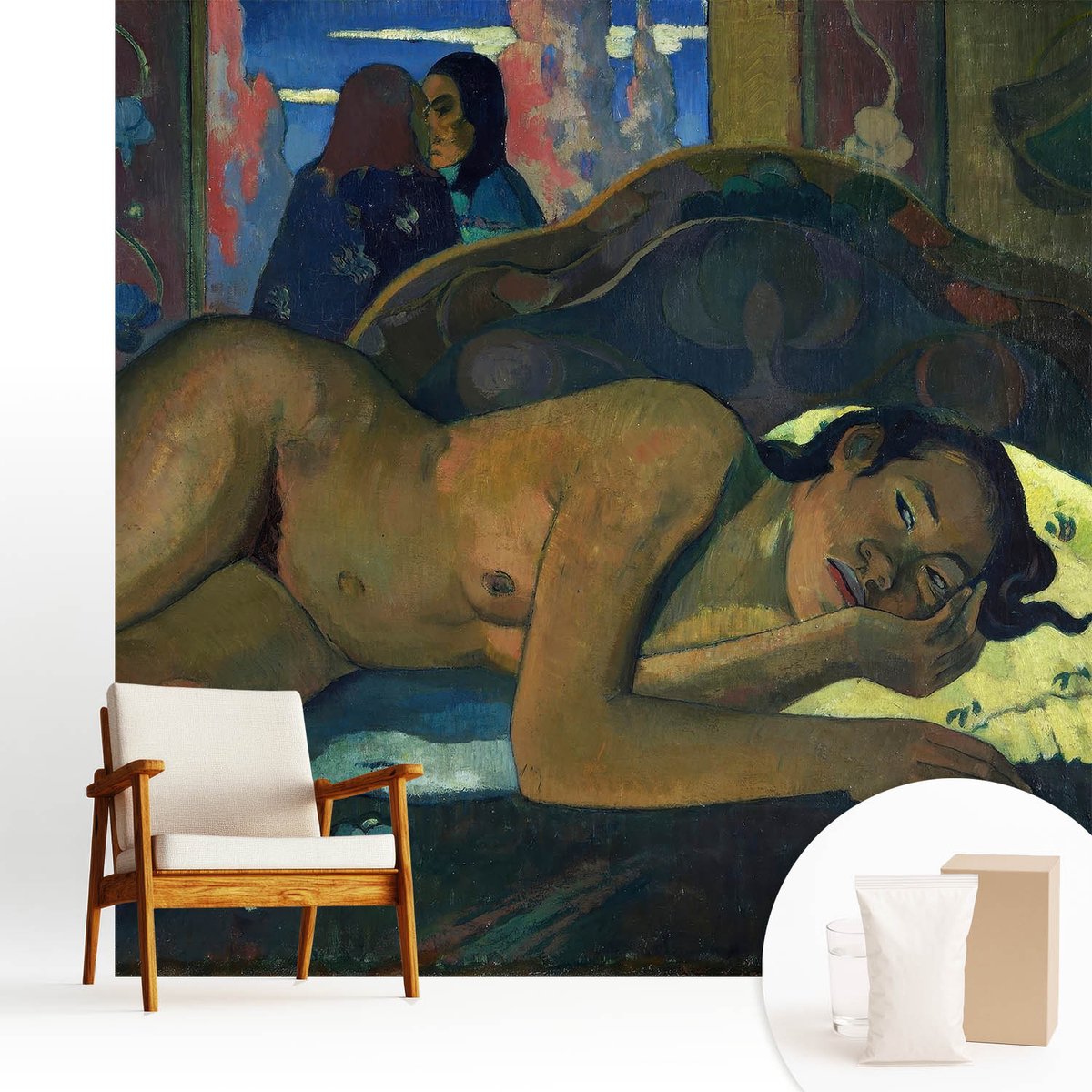 Wallfluent Fotobehang - Blauw Vliesbehang - 250x250 cm - Exotische Vrede Muurschildering - Slaapkamer behang Deel - Fotobehang Vlies - Slaapkamer behang