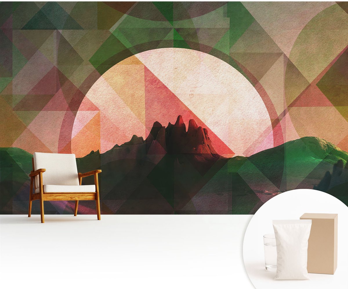 Wallfluent Fotobehang - Groente Vliesbehang - 416x254 cm - Schilderachtige Heuvels Muurschildering - Gang behang Abstractie - Fotobehang Vlies - Slaapkamer behang