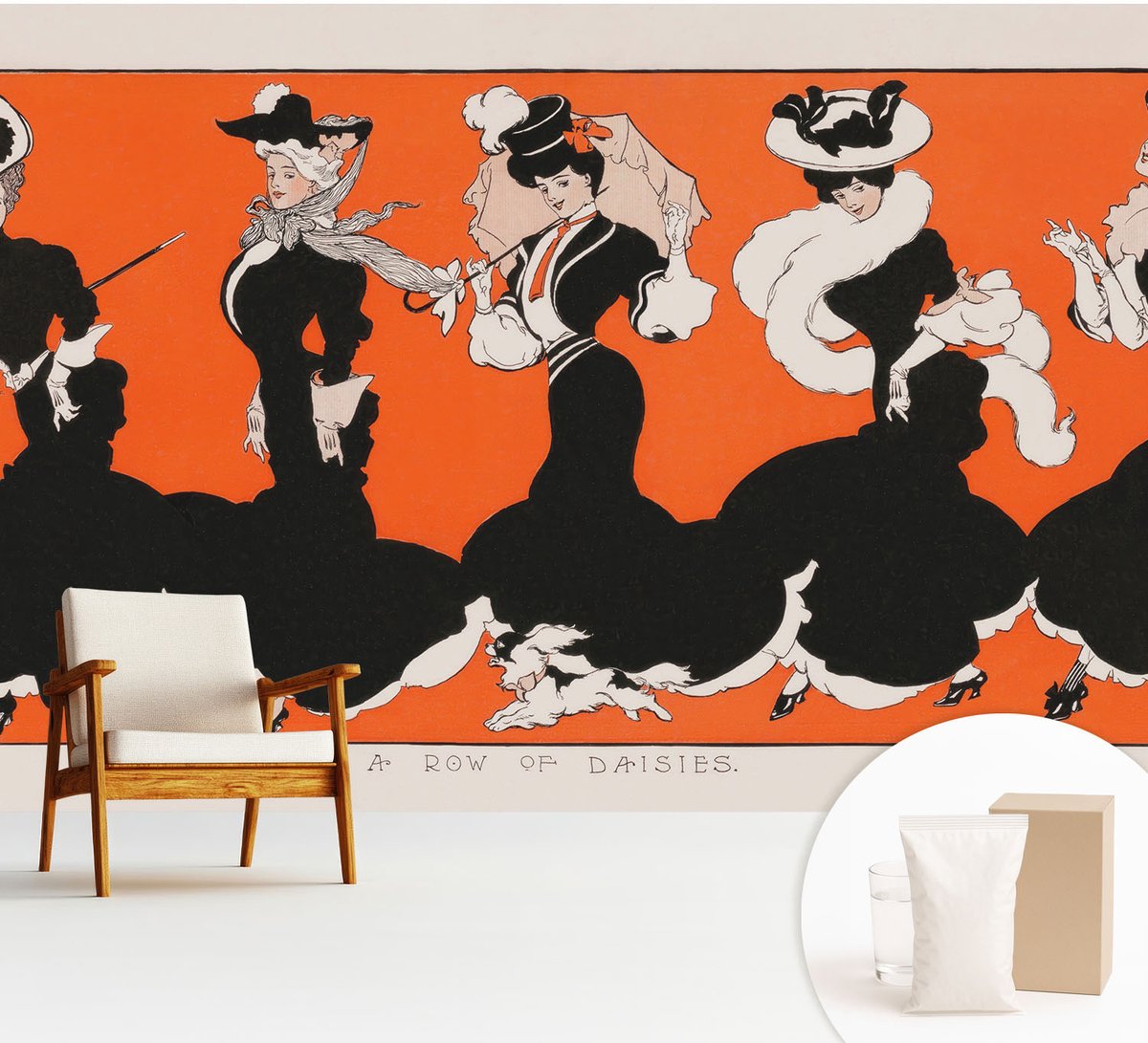 Wallfluent Fotobehang - Zwart Vliesbehang - 312x219 cm - Dameskleding Fotobehang Vlies - Woonkamer behang Mensen - Muurschildering - Hal behang