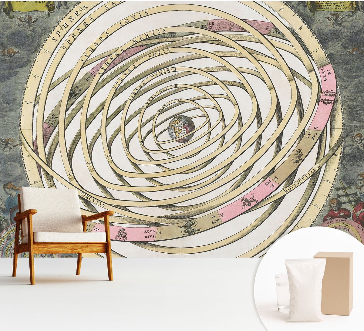 Wallfluent Fotobehang - Beige Vliesbehang - 312x219 cm - Kosmische Spiraal Muurschildering - Gang behang Kosmos - Fotobehang Vlies - Gang behang