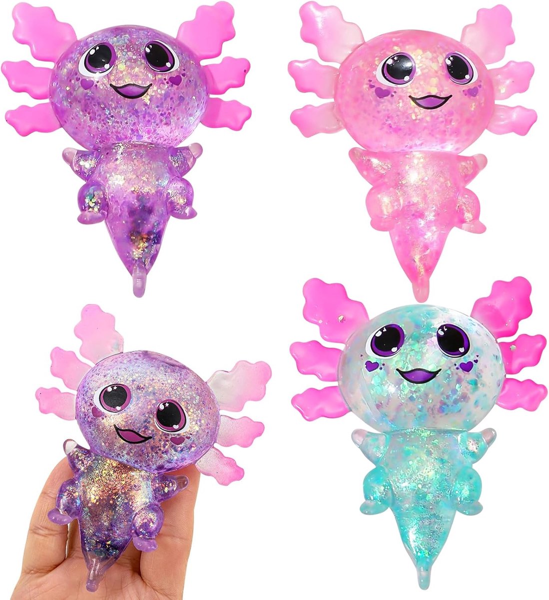 Speelgoed 3 Stuks, Axolotl Squeeze Toy, Antistress Speelgoed, Squishy Bal, Bal voor Verjaardagsfeest, Antistress (Axolotl 3 Stuks)