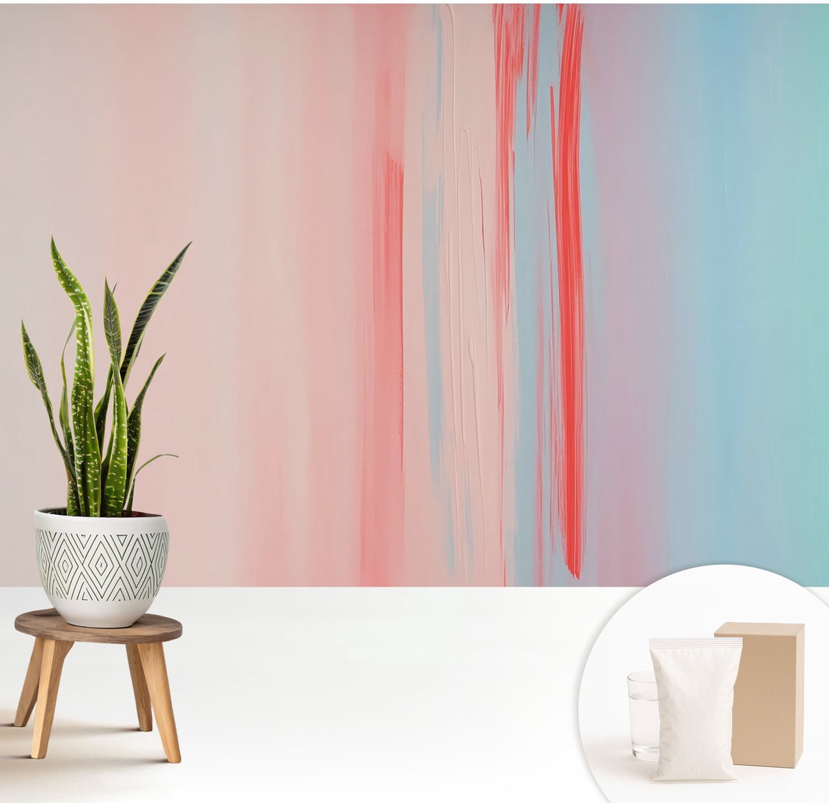 Wallfluent Fotobehang - Roze Vliesbehang - 208x146 cm - Kleuren Van Harmonie Muurschildering - Slaapkamer behang Abstractie - Fotobehang Vlies - Gang behang