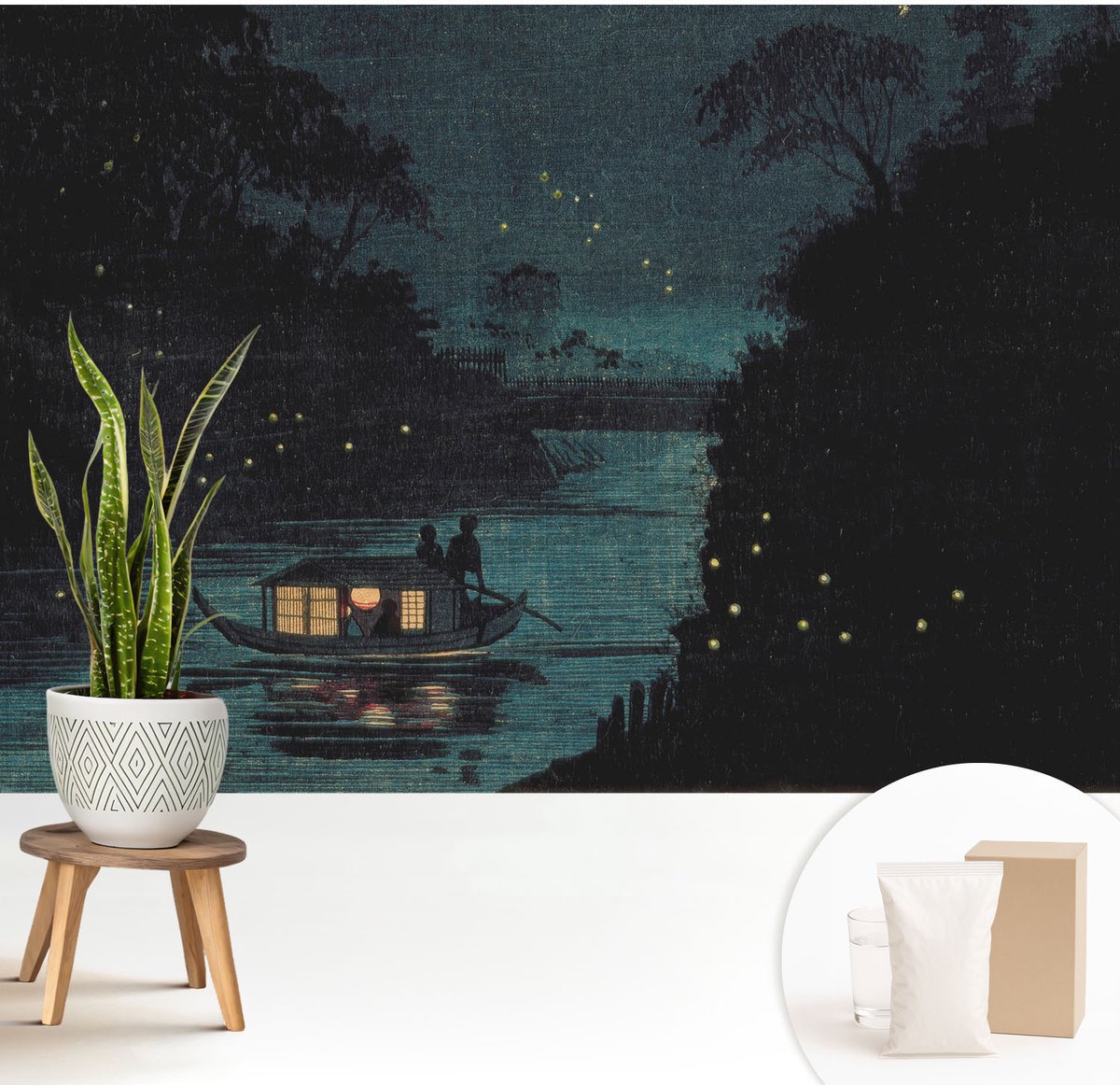 Wallfluent Fotobehang - Marine Vliesbehang - 208x146 cm - Avondlichten Fotobehang Vlies - Hal behang Landschappen - Muurschildering - Hal behang