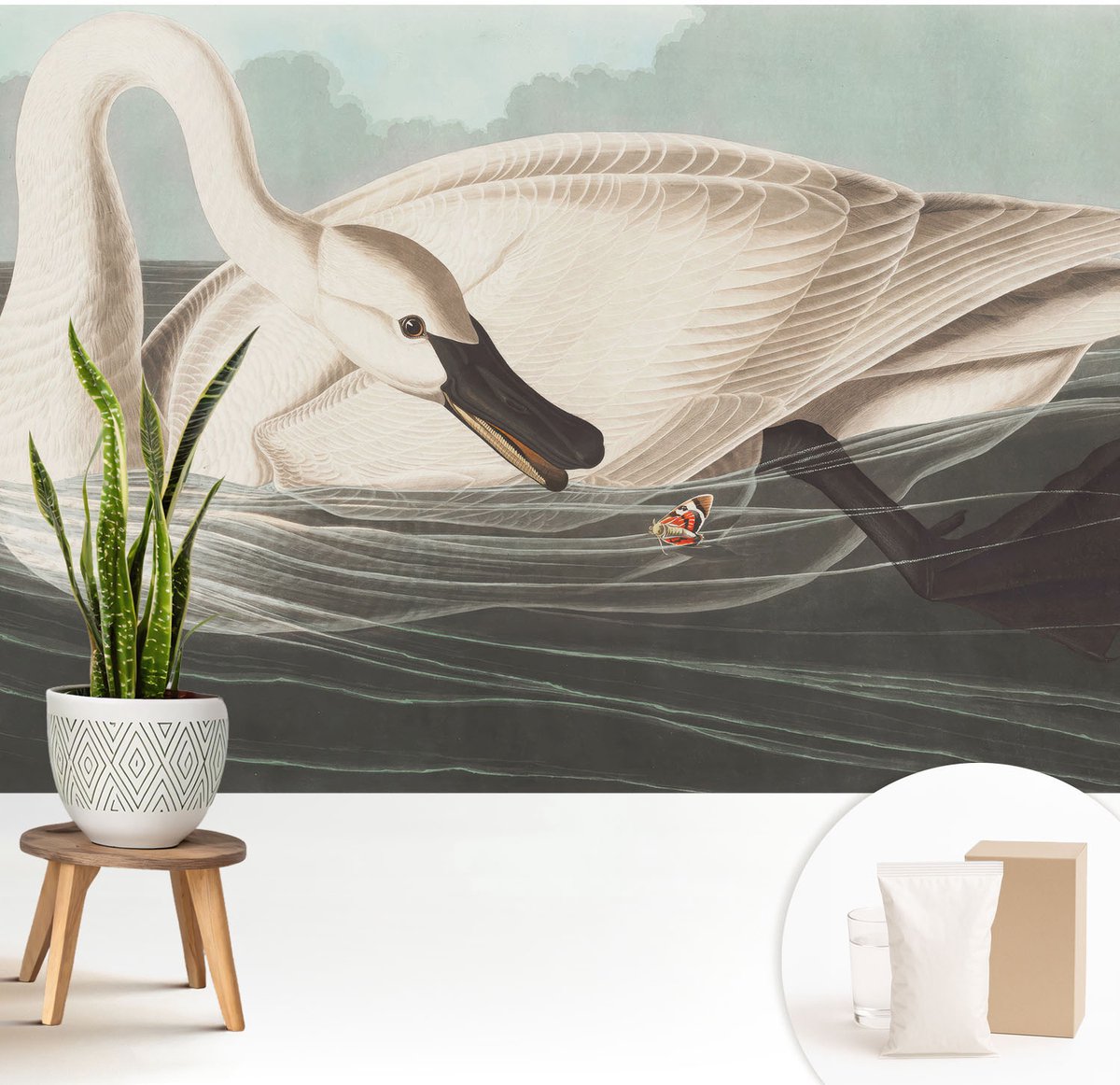 Wallfluent Fotobehang - Wit Vliesbehang - 208x146 cm - Harmonie Van De Natuur Fotobehang Vlies - Woonkamer behang Dieren - Muurschildering - Hal behang