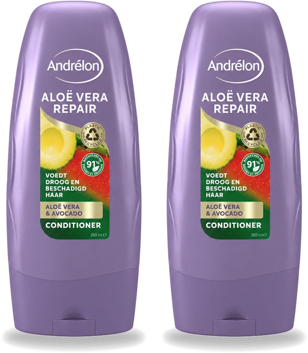 2 x Andrélon - Aloe Vera Repair - Conditioner - Verzachtend & Herstellend - 250 ml - Bulkverpakking - 2 stuks