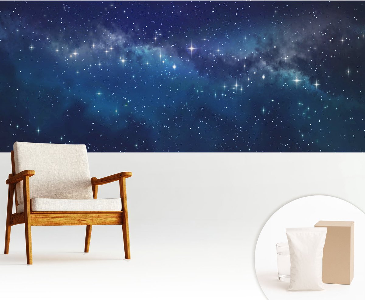 Wallfluent Fotobehang - Marine Vliesbehang - 250x104 cm - Sterrennacht Fotobehang Vlies - Hal behang Kosmos - Muurschildering - Woonkamer behang