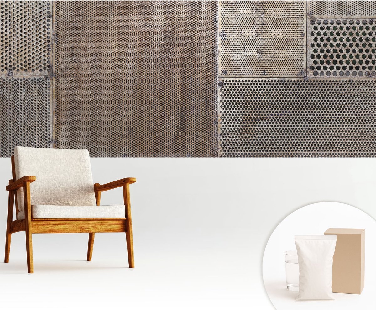 Wallfluent Fotobehang - Grijs Vliesbehang - 250x104 cm - Metaalachtige Patronen Muurschildering - Slaapkamer behang Texturen - Fotobehang Vlies - Slaapkamer behang