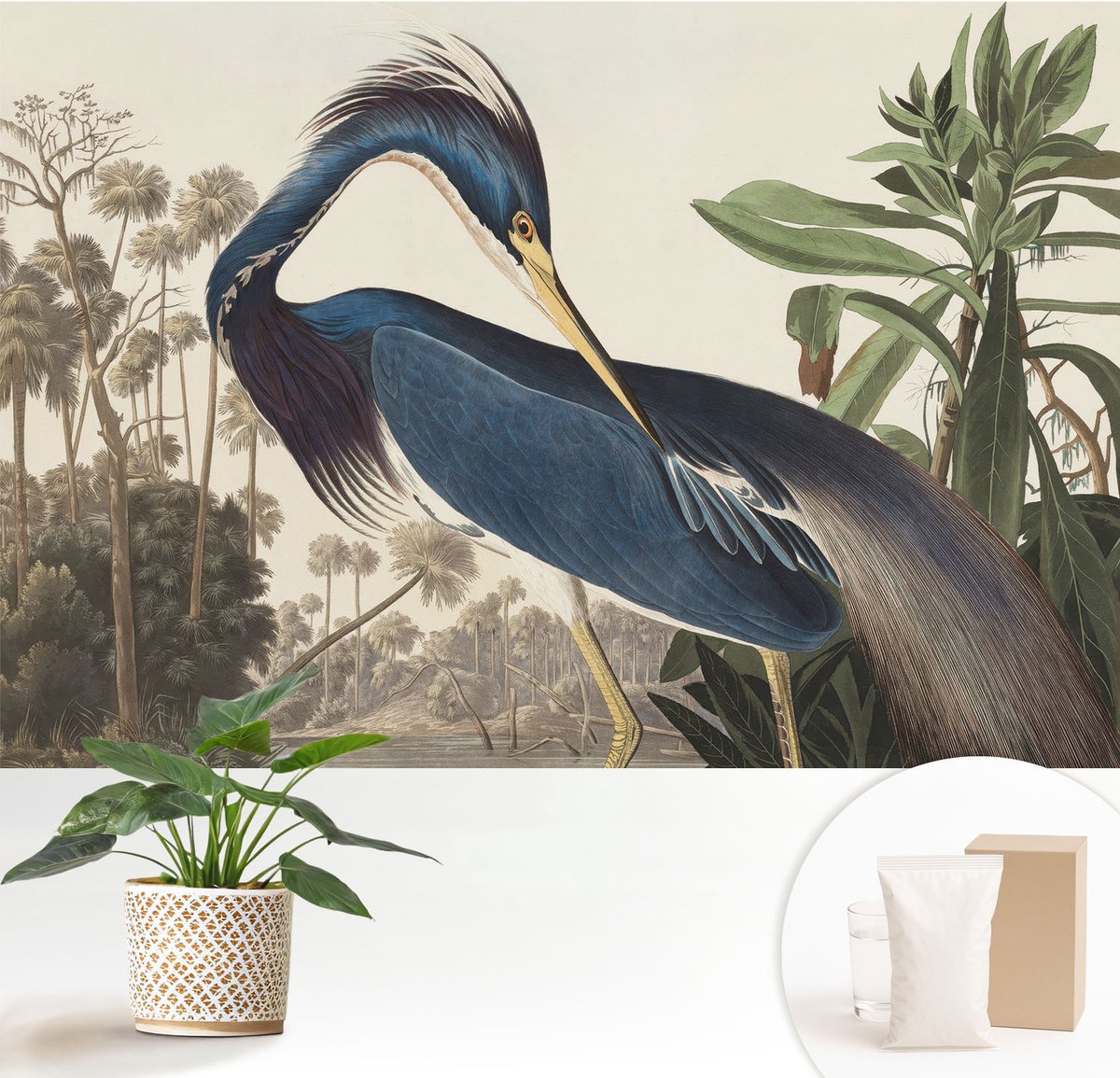 Wallfluent Fotobehang - Blauw Vliesbehang - 152x104 cm - Exotische Natuur Muurschildering - Gang behang Dieren - Fotobehang Vlies - Gang behang