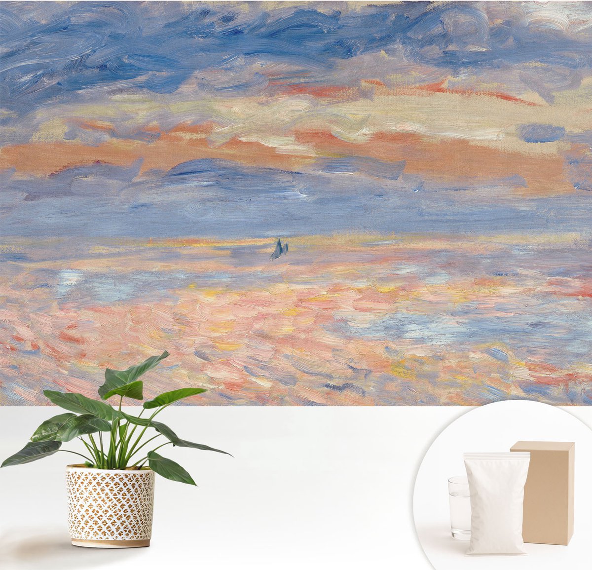 Wallfluent Fotobehang - Blauw Vliesbehang - 152x104 cm - Zeegezicht Muurschildering - Gang behang Landschappen - Fotobehang Vlies - Slaapkamer behang