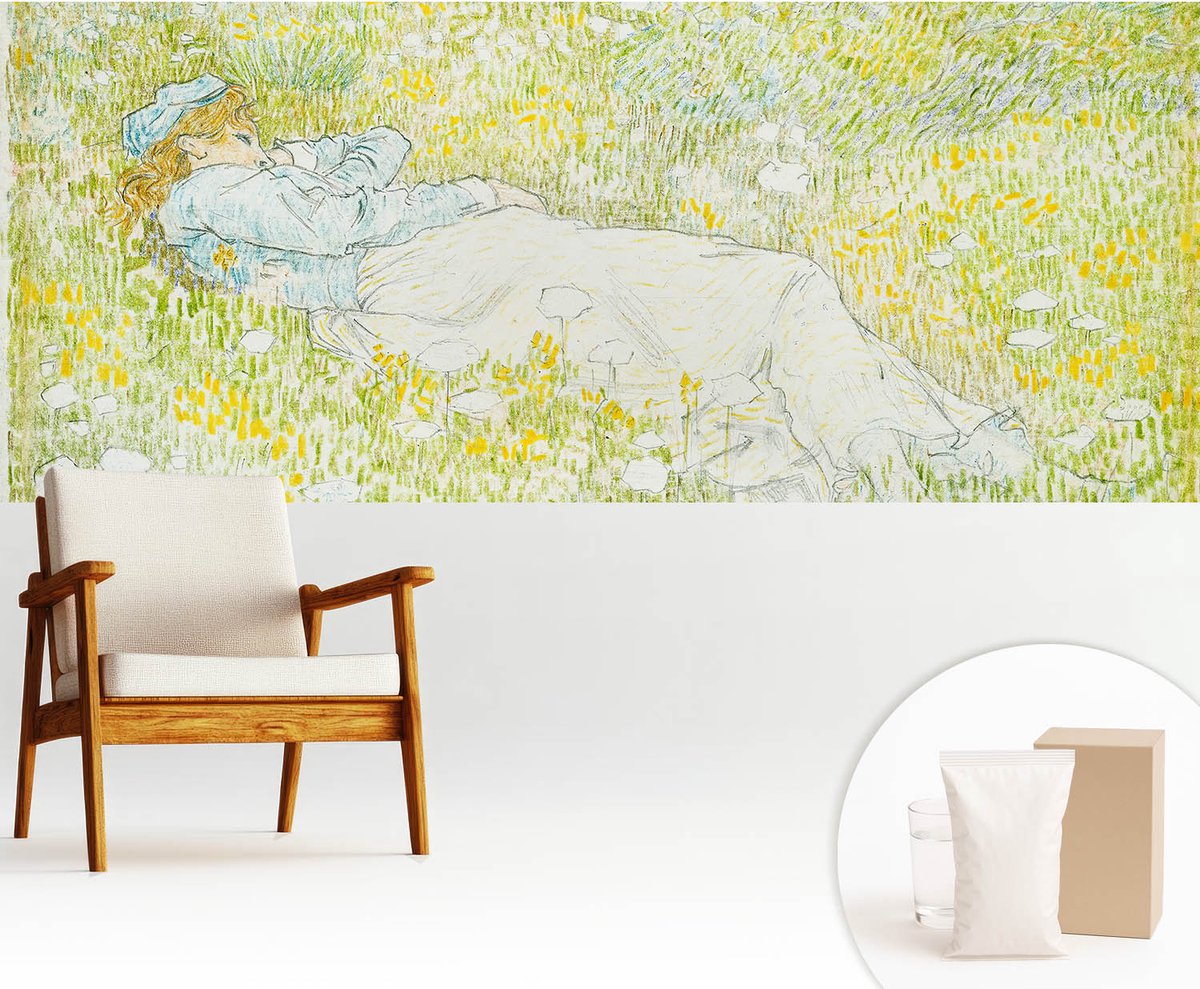 Wallfluent Fotobehang - Groente Vliesbehang - 250x104 cm - Lente Ontspanning Fotobehang Vlies - Hal behang Landschappen - Muurschildering - Woonkamer behang