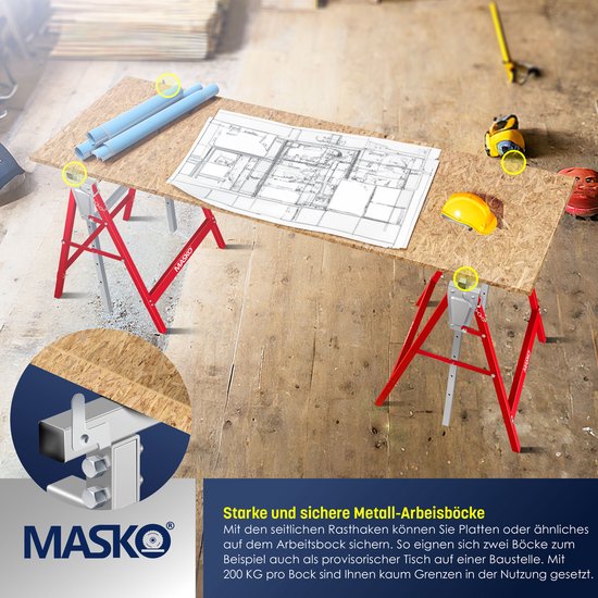 MASKO® Telescopische schraag - Belastbaar tot 200 kg - Verstelbaar 80-130 cm - 8-delig - Zilver/rood — afbeelding 3