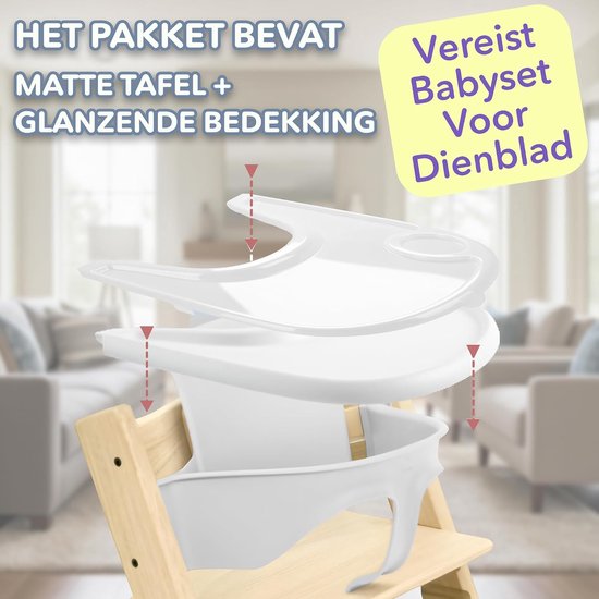 Dienblad en hoes voor Stokke Tripp Trapp kinderstoel | Combo van mat wit dienblad + doorzichtige hoes voor eenvoudige reiniging en sterke zuigkracht — afbeelding 5