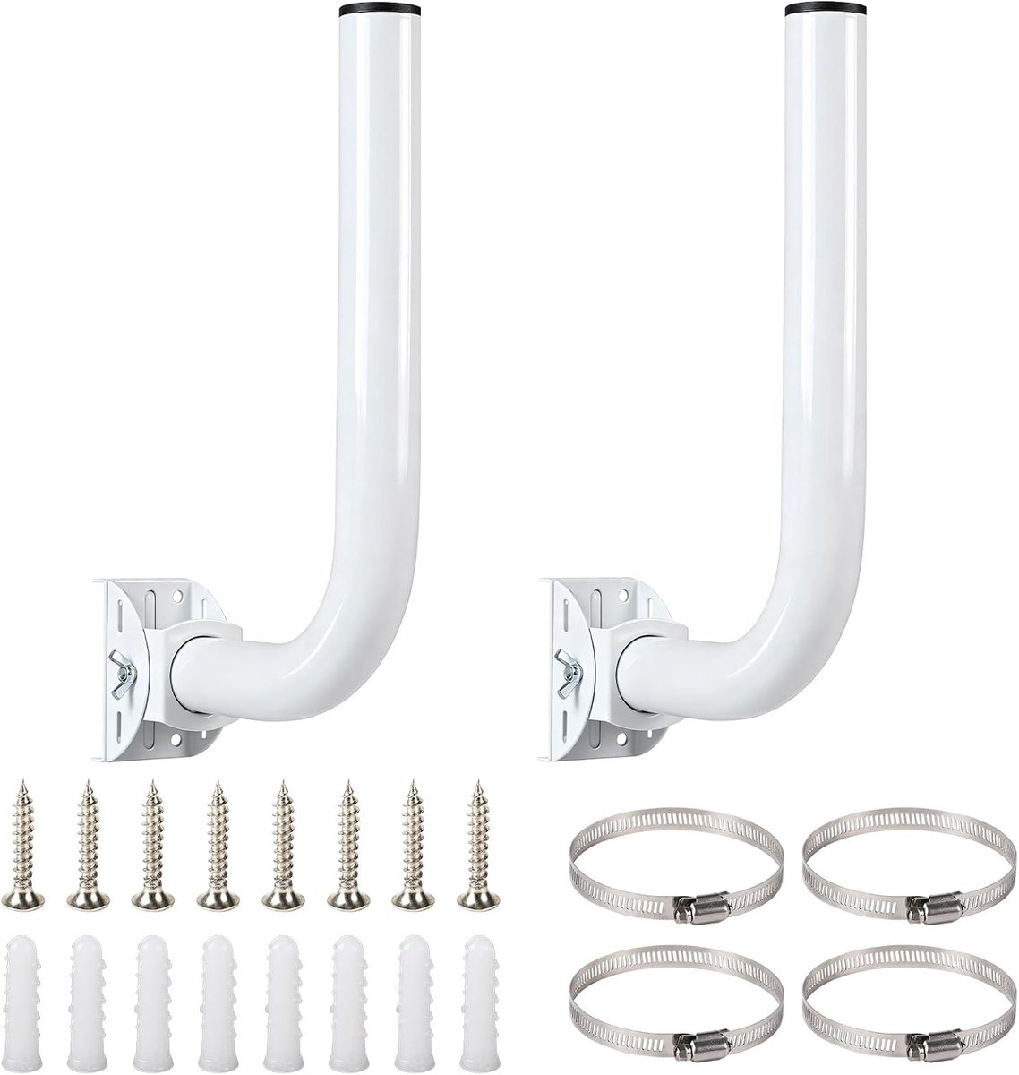 2 stuks draadloze brughouder, roestvrij staal, 32 cm, universele draadloze bridge J-masthouder, 150° verstelbaar, draadloze brughouder, voor punt AP, CPE, tv-antenne, wand/mast