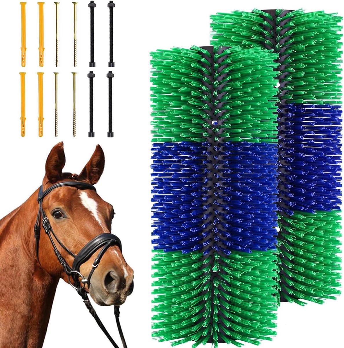 Set paardenkrabborstel, paardenborstel en borstelborstel