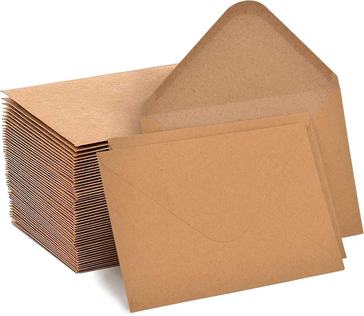 100 stuks, 130 g/m², kraftpapier enveloppen (DIN C6 | 11,4 x 16,2 cm), portefeuille van natuurlijke lijm voor wenskaarten en uitnodigingen
