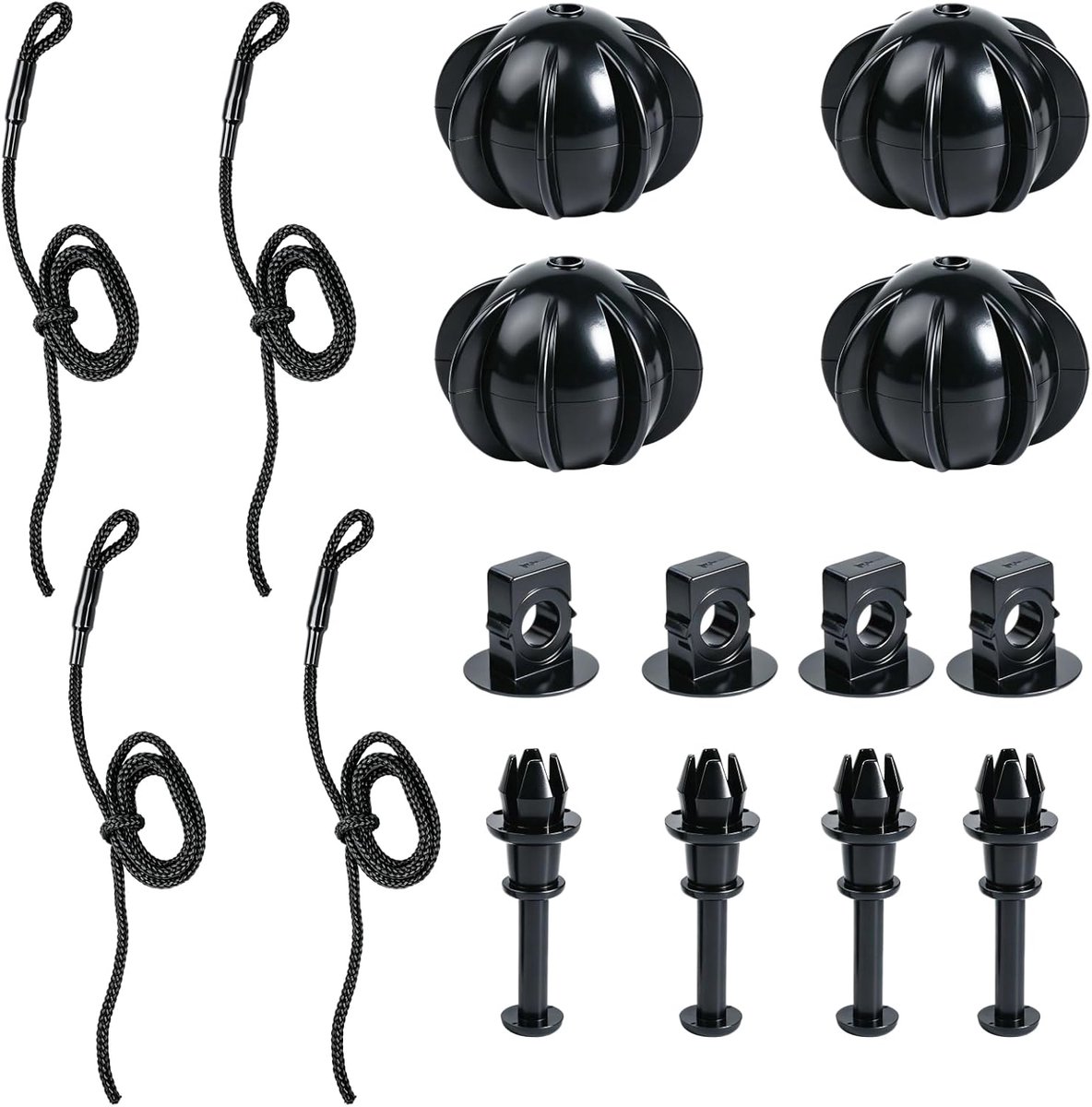 Set van 4 kofferbakbevestigingsbanden hoedrek, met clips en rubberen bal, zwart, robuuste kofferbakbevestigingsband, praktische vervanging voor achterbank, voor Audi Q5 SQ5 8R, A3 S3 8P 8V
