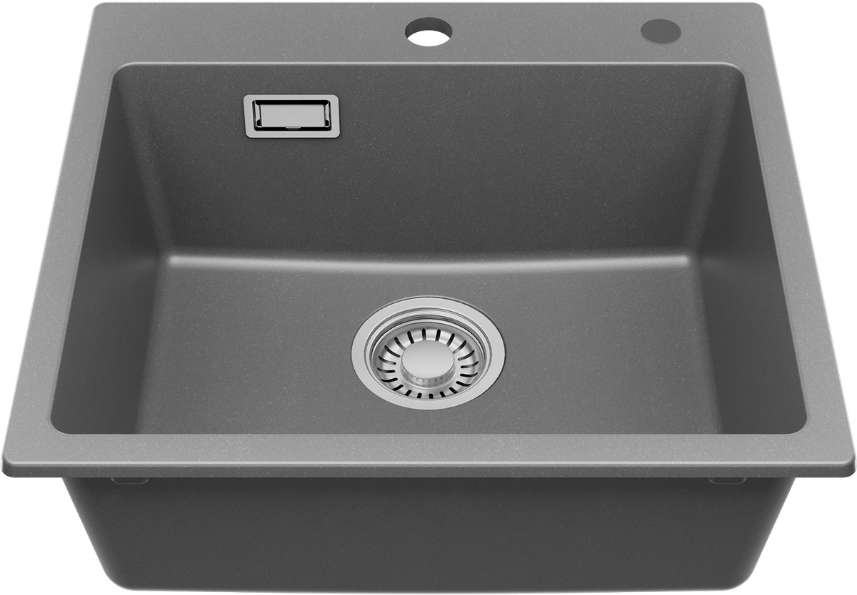CECIPA Max Spoelbak Keuken 50x45CM - Granieten Spoelbak - Spoelbak Met Kraangat - Spoelbakken Met Afdruip - Grijs