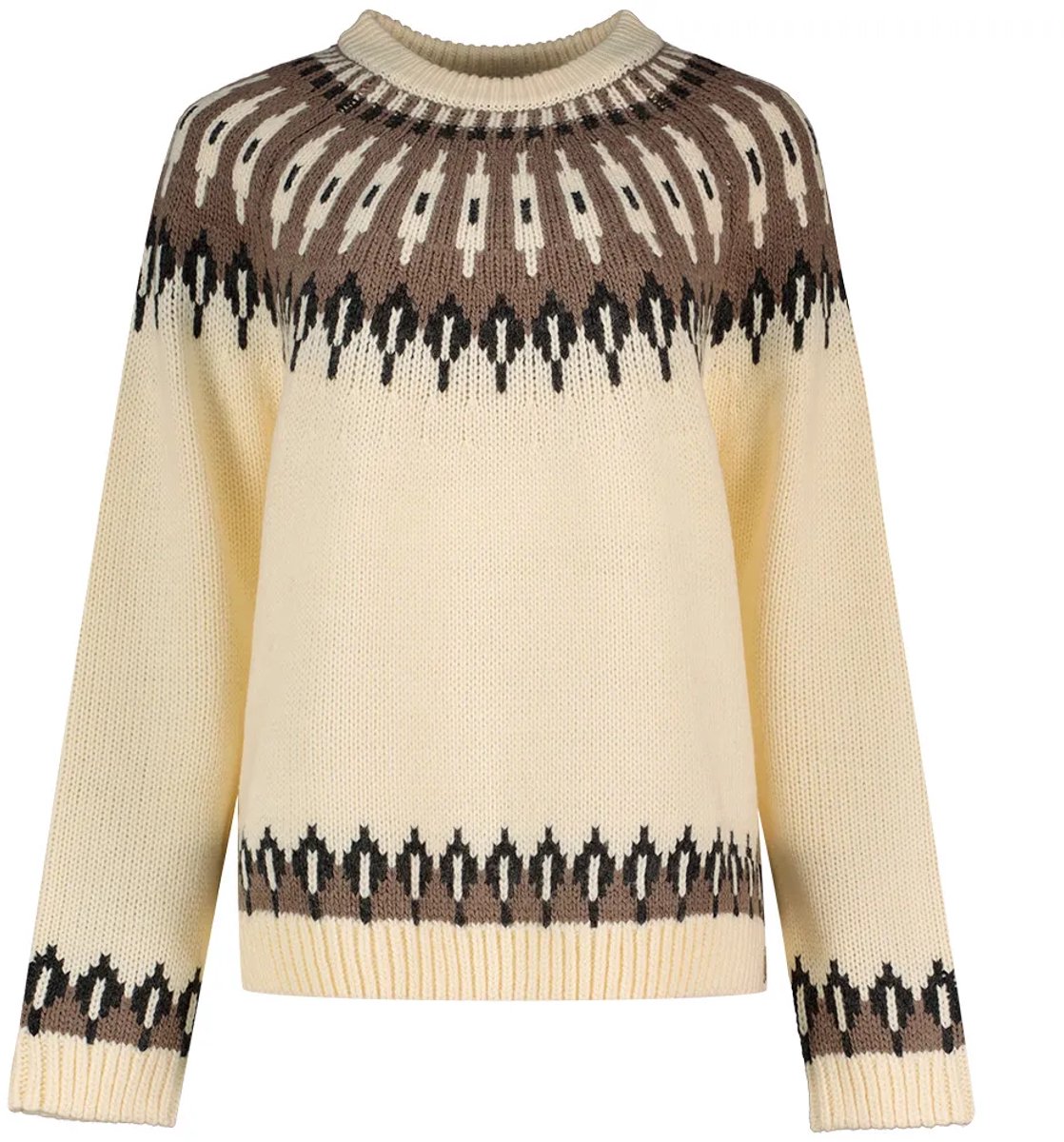 Superdry Fairisle Ronde Hals Trui Dames Sweaters Ecru Marl