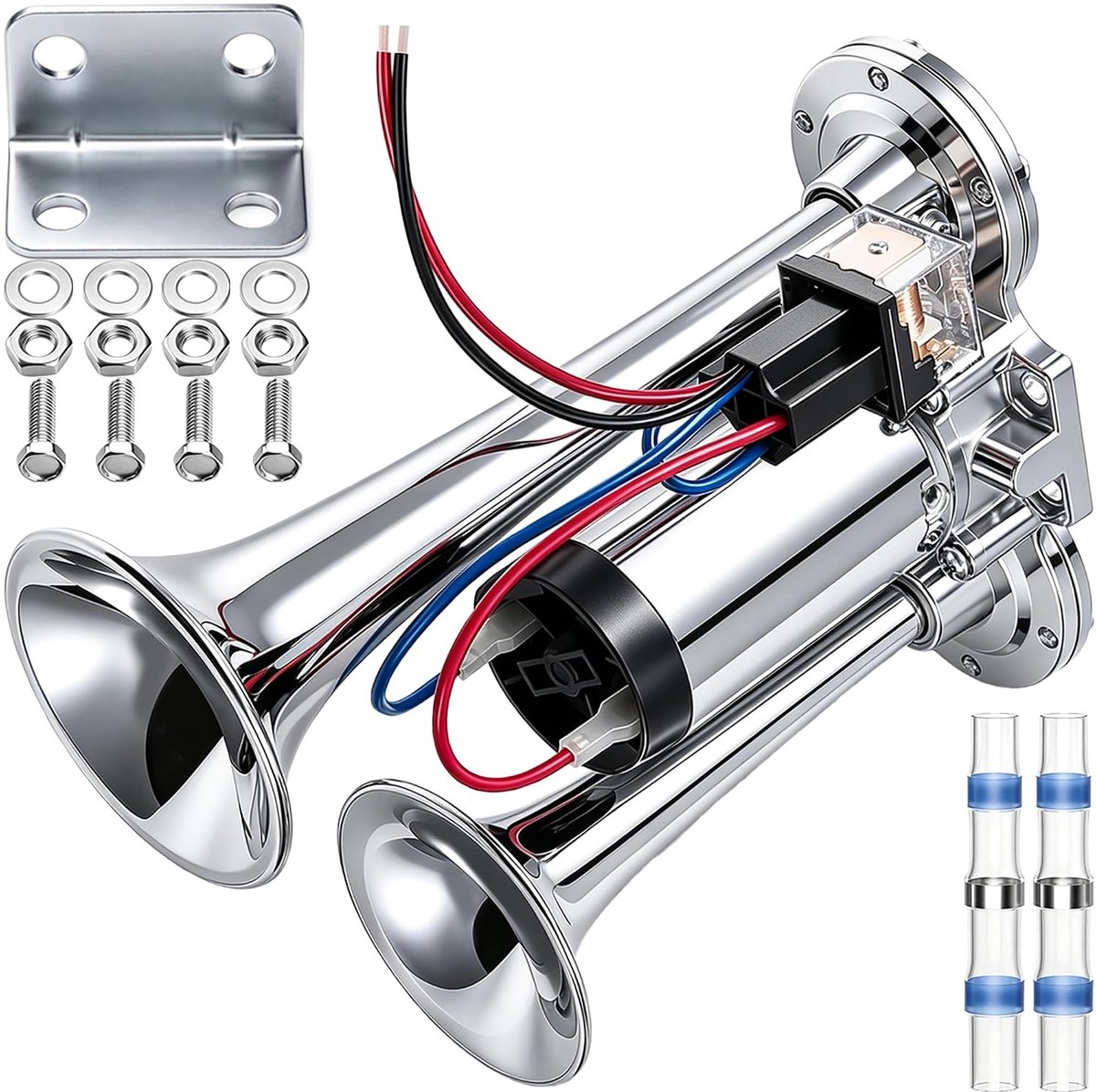 12V 150Db dubbele luchtdrukclaxon compressor zwart