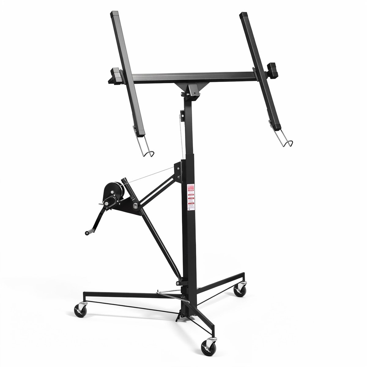 Gipsplatenlift 68 kg 126-325 cm - 360° draaibaar en 60° kantelbaar - met remwielen - Zwart