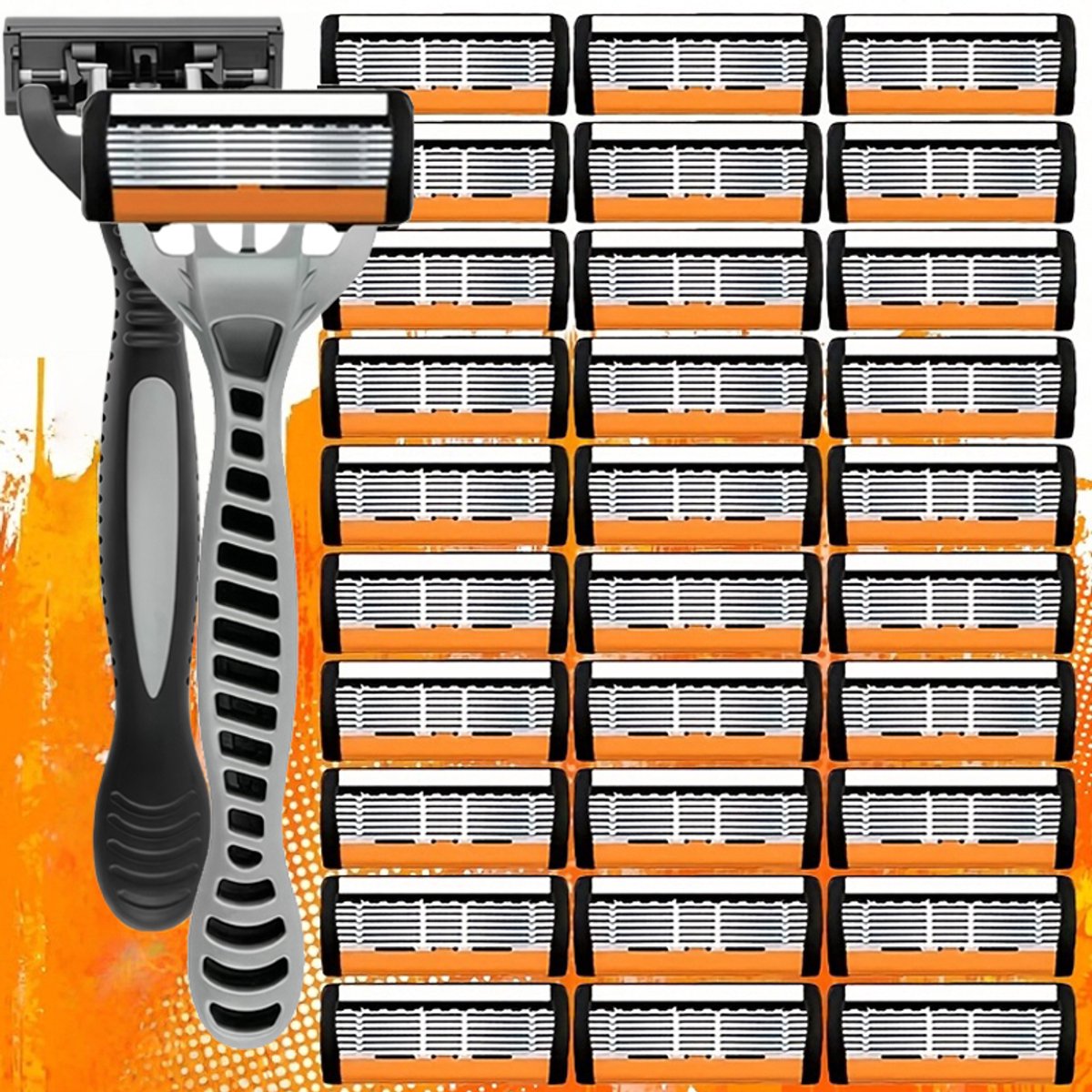 Mura Logistiek Scheerapparaat - Scheermes - Razor - Veiligheidsscheermes - 6-Laags Scheerkop - Roestvrij Staal - 24 Mesjes