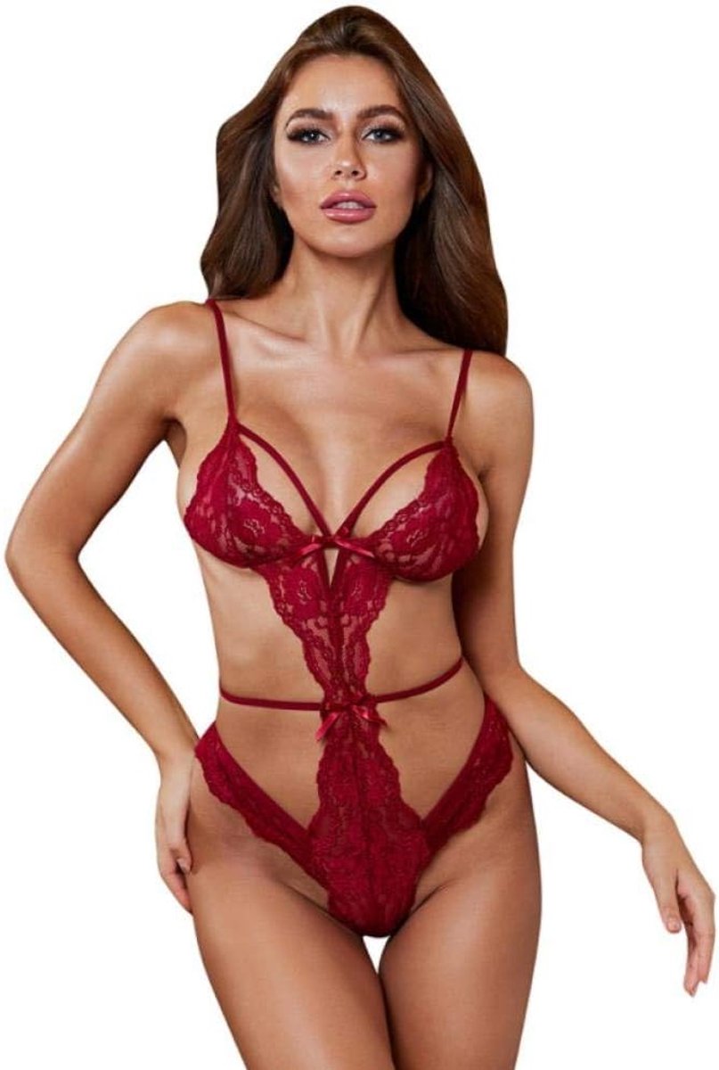 Dameskostuums Sexy Dames Kanten Lingerie Beha V-hals Strik Verleiding Perspectief Lingerie Vrouwen Erotische Sex Nachtkleding