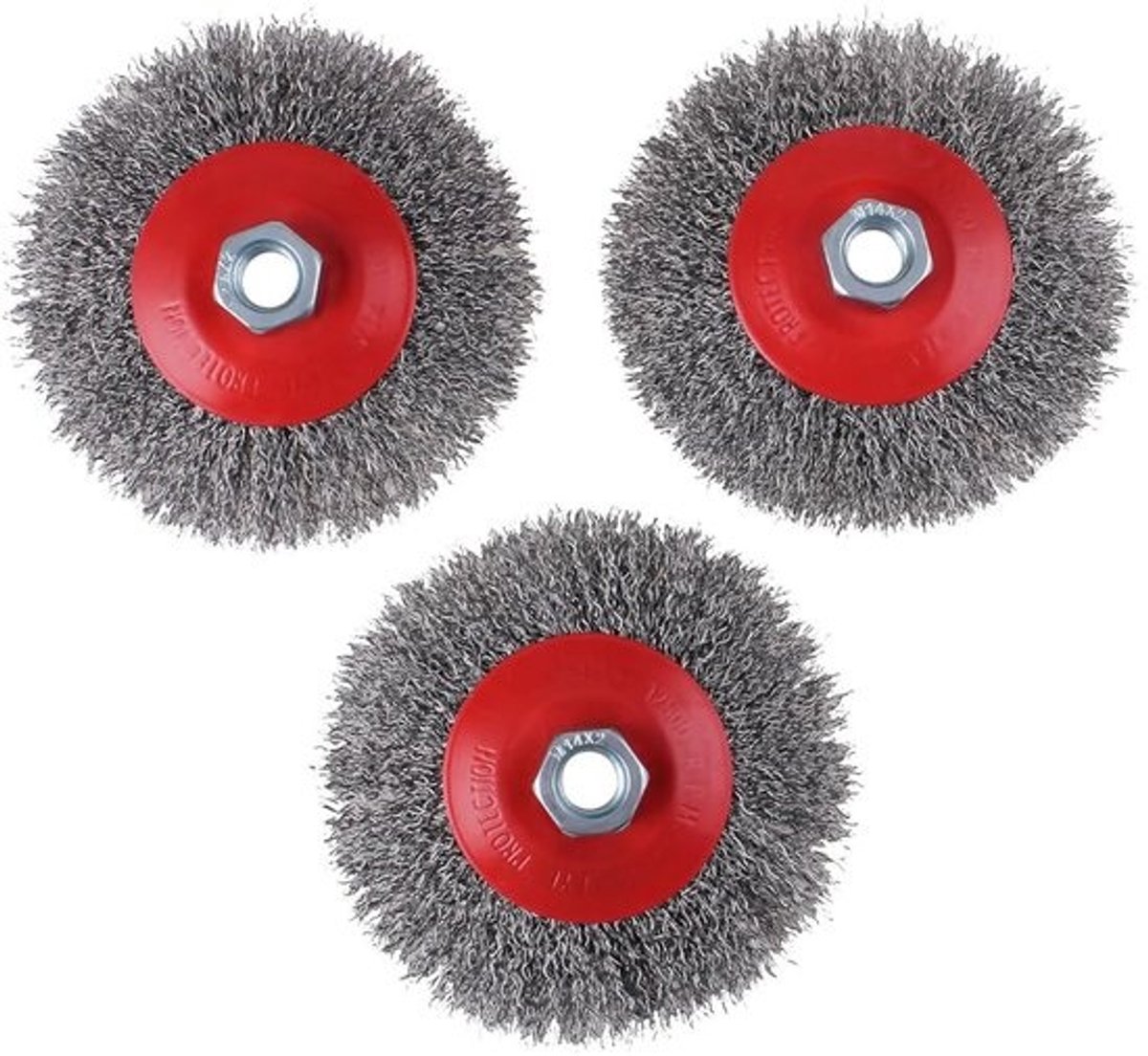 Draadborstel Set 3 Stuks - Gegolfde Draad 115 mm, M14, Roestvrij - Kegelborstel voor Haakse Slijpers